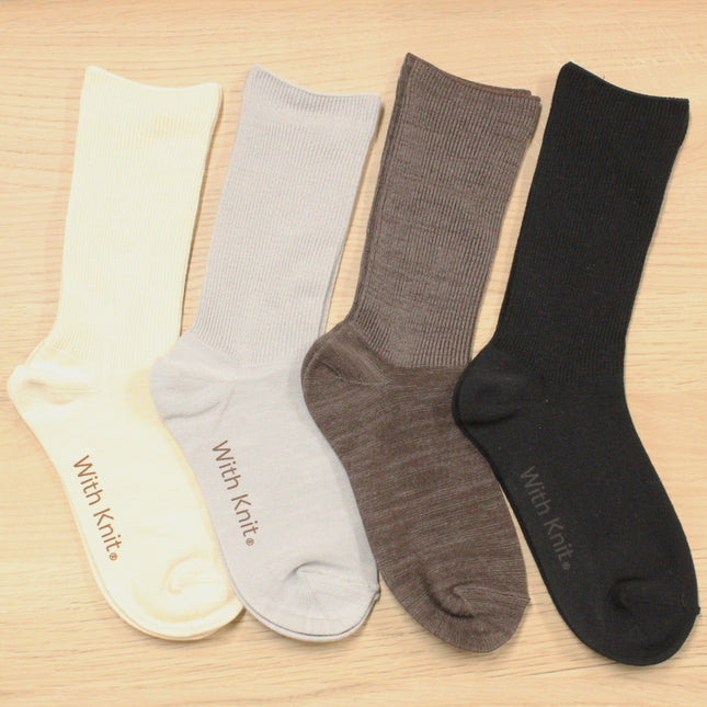 裏返しコットンシルクリブソックス